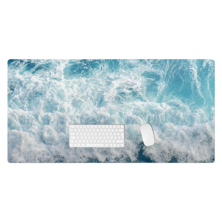 Mapa pentru birou, Wallfluent, Valurile marii in miscare, Albastru, 120x60 cm, 010250300030100074668