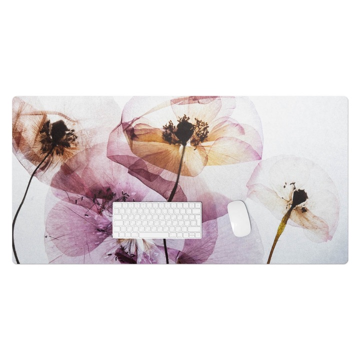 Mapa protectie birou, Wallfluent, Flori eterice, Roz, 120x60 cm, 010250300030100075178