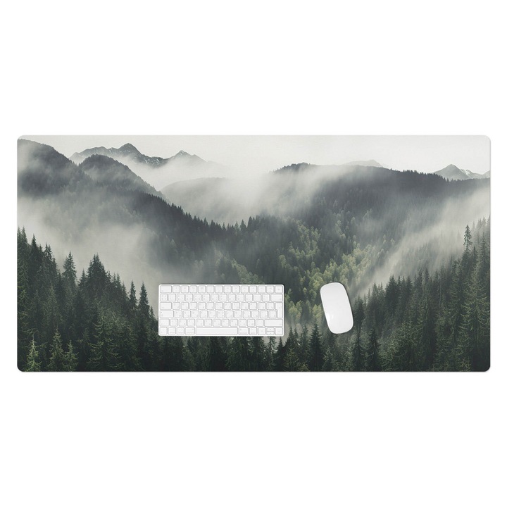 Mapa de birou, Wallfluent, Ceata peste padure, Verde, 120x60 cm, 010250300030100088258