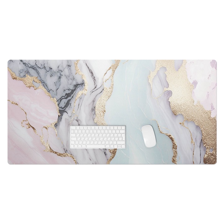 Mapa birou, Wallfluent, Valuri de marmura, Roz, 120x60 cm, 010250300030100088292