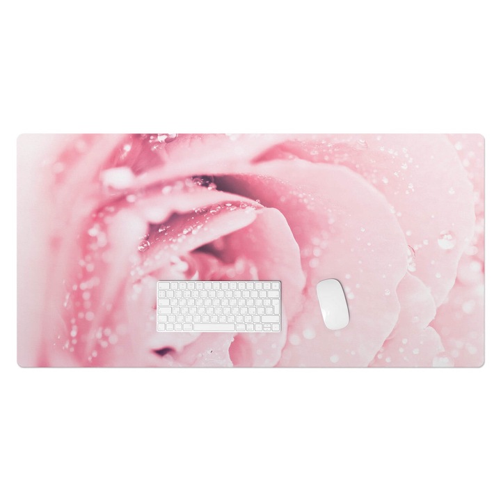 Mapa birou, Wallfluent, Floare cu picaturi, Roz, 120x60 cm, 010250300030100077367