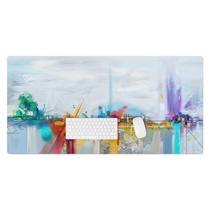 Mapa birou, Wallfluent, Peisaj abstract, Gri, 120x60 cm, 010250300030100074939