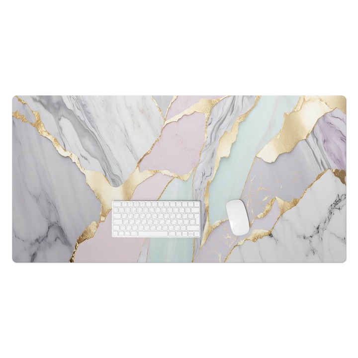 Mapa de birou, Wallfluent, Pasteluri de marmura, Gri, 120x60 cm, 010250300030100088291