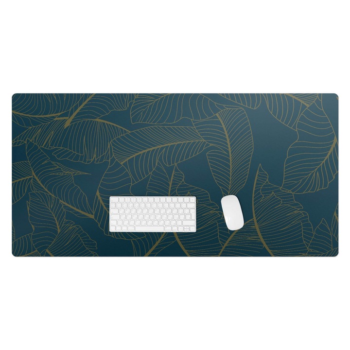 Mapa de birou, Wallfluent, Frunze pe un fundal intunecat, Bleumarin, 120x60 cm, 010250300030100057146