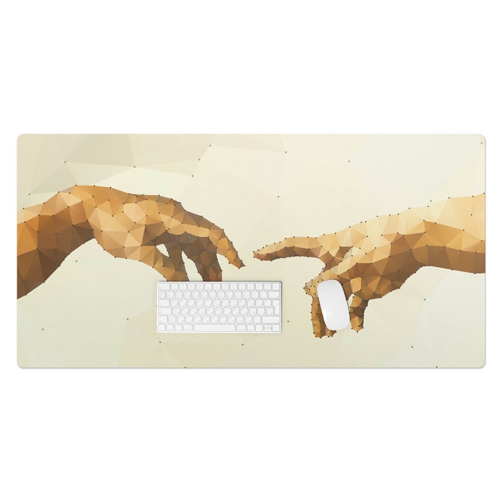 Mapa pentru birou, Wallfluent, Mainile geometrice, Bej, 120x60 cm, 010250300030100074903