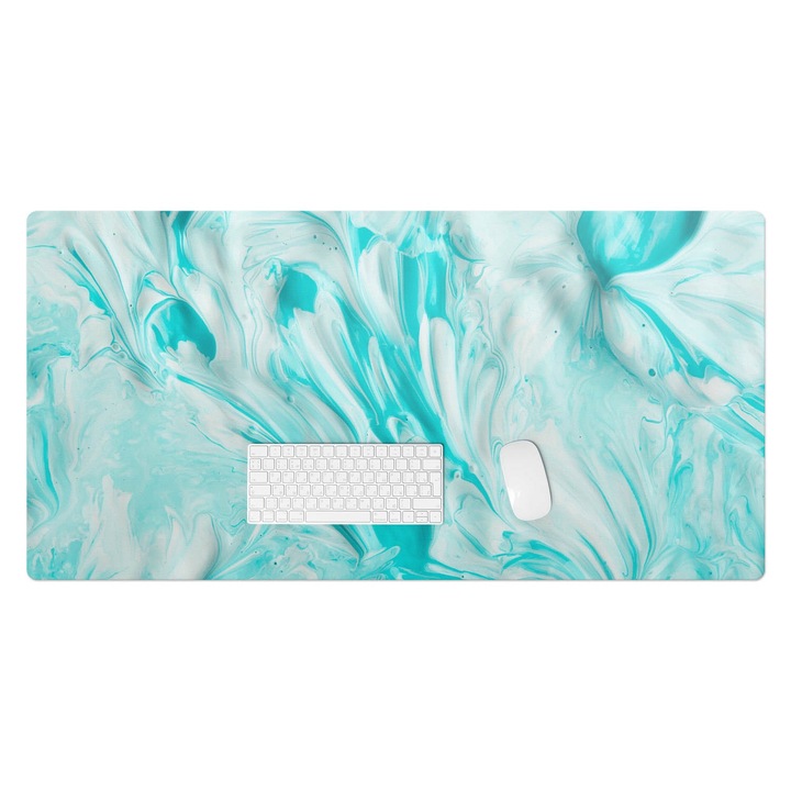 Mapa pentru birou, Wallfluent, Vartej de abstractie pastel, Turcoaz, 120x60 cm, 010250300030100075181