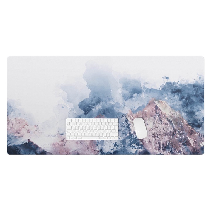 Protectie birou, Wallfluent, Panorama acuarela, Albastru, 120x60 cm, 010250300030100075230