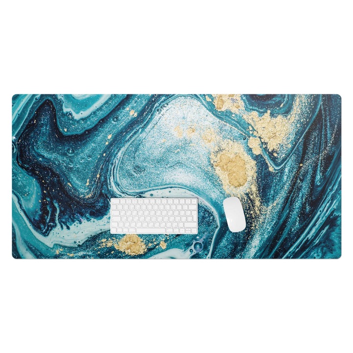 Mapa de birou, Wallfluent, Valuri involburate de arta, Albastru, 120x60 cm, 010250300030100074937