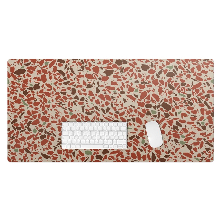 Protectie birou, Wallfluent, Mozaic de terrazzo, Rosu, 100x50 cm, 010250300020100077426