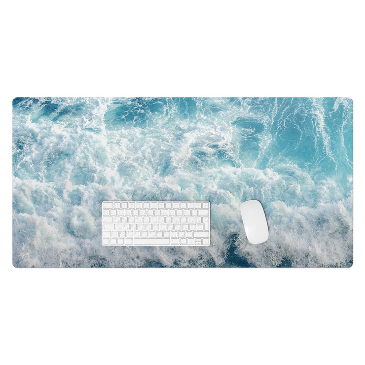 Mapa protectie birou, Wallfluent, Valurile marii in miscare, Albastru, 100x50 cm, 010250300020100074949