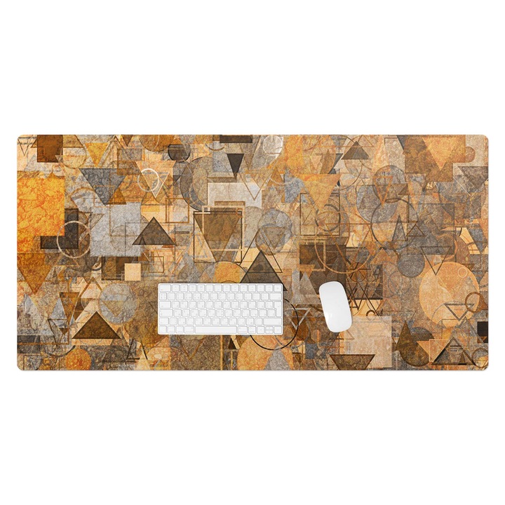 Protectie birou, Wallfluent, Modele geometrice, Portocaliu, 120x60 cm, 010250300030100074640