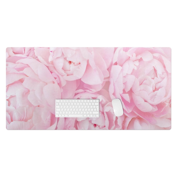 Mapa protectie birou, Wallfluent, Bujori pastel, Roz, 120x60 cm, 010250300030100088670