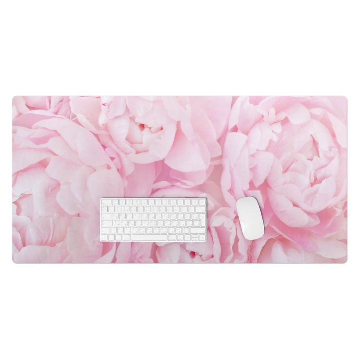 Mapa protectie birou, Wallfluent, Bujori pastel, Roz, 100x50 cm, 010250300020100088670