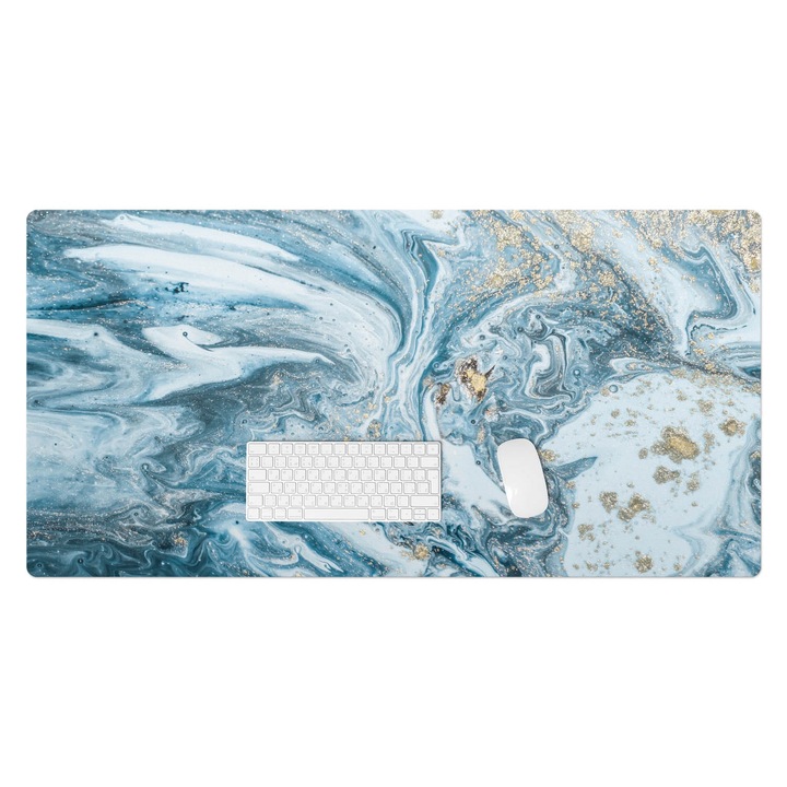 Mapa protectie birou, Wallfluent, Valuri de marmura, Albastru, 120x60 cm, 010250300030100077331