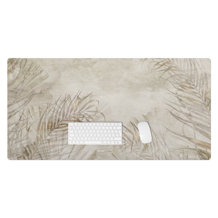 Mapa pentru birou, Wallfluent, Fundal cu frunze delicate, Bej, 120x60 cm, 010250300030100282665