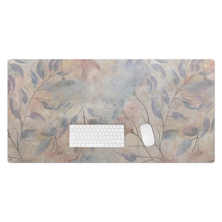 Mapa protectie birou, Wallfluent, Fundal cu frunze delicate, Bej, 120x60 cm, 010250300030100282757