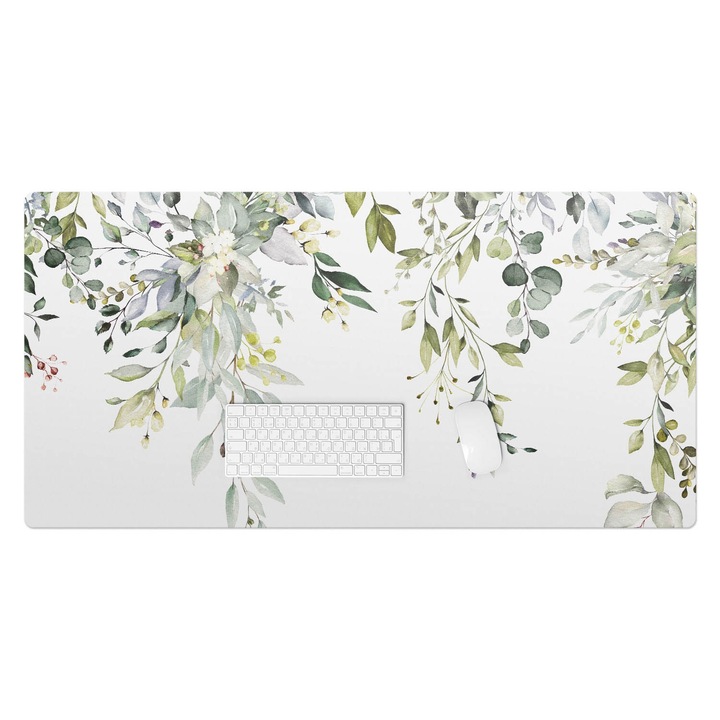 Mapa pentru birou, Wallfluent, Frunze delicate, Verde, 120x60 cm, 010250300030100088451