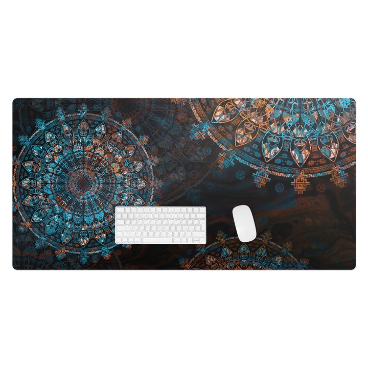 Mapa de birou, Wallfluent, Mandale geometrice, Negru, 120x60 cm, 010250300030100088476