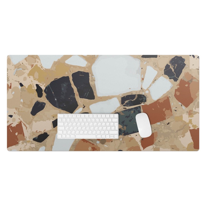 Mapa birou, Wallfluent, Mozaic de piatra, Bej, 100x50 cm, 010250300020100077429