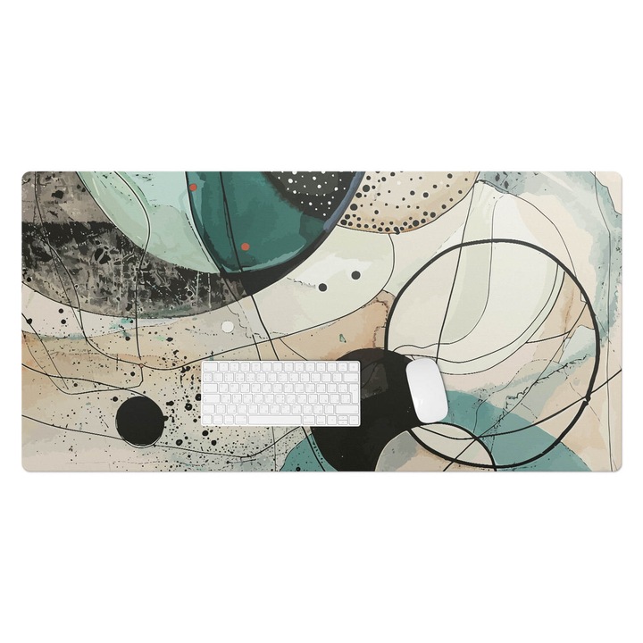 Mapa pentru birou, Wallfluent, Cercuri abstracte, Turcoaz, 120x60 cm, 010250300030100282742