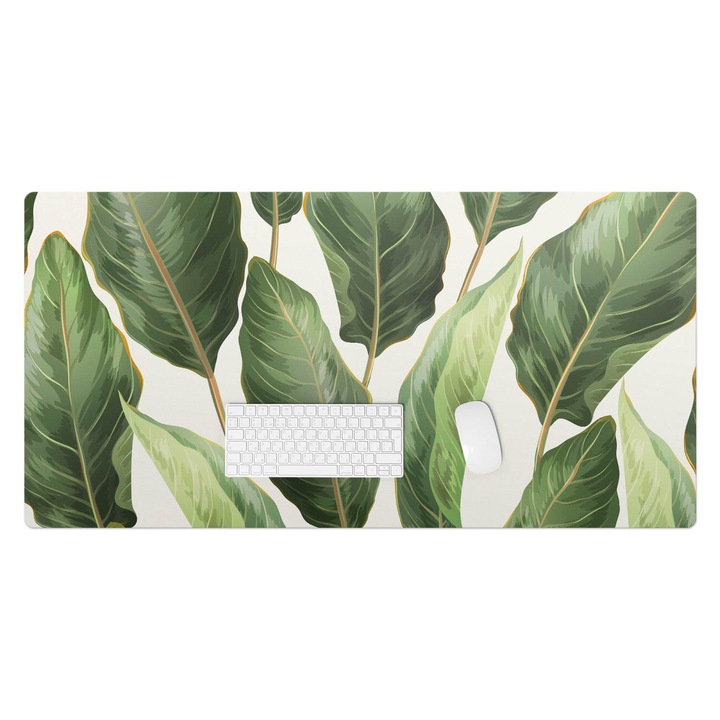 Mapa pentru birou, Wallfluent, Frunze tropicale, Verde, 120x60 cm, 010250300030100088484