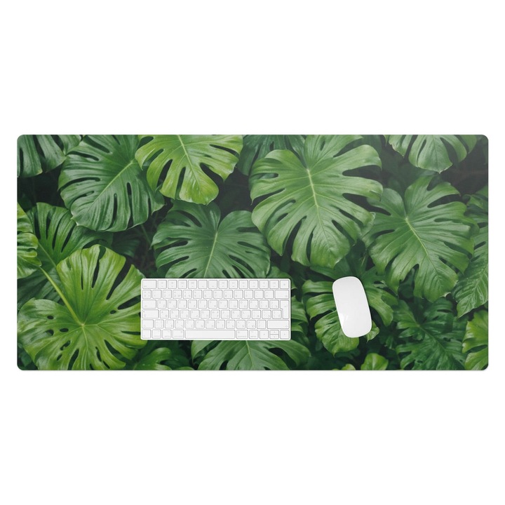 Mapa birou, Wallfluent, Monstera pleaca, Verde, 100x50 cm, 010250300020100282585