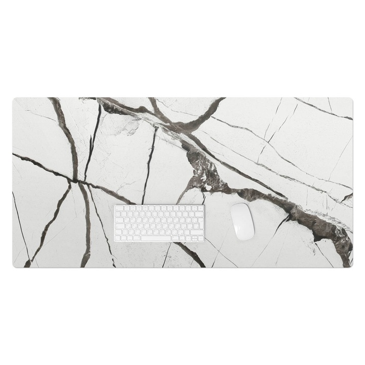 Mapa de birou, Wallfluent, Crapaturi de marmura, Alb, 120x60 cm, 010250300030100281896