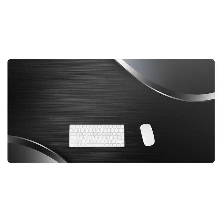 Irodai asztal alátét, Wallfluent, Fémes hullámok, Fekete, 120x60 cm, 010250300030100274603