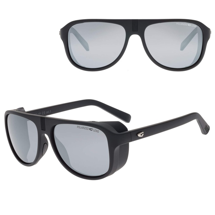 Ochelari de soare polari GOG FITZ ROY cu protectii laterale, negru, dimensiuni 13.5x4.9cm, set cu sac micromat si cutie originala