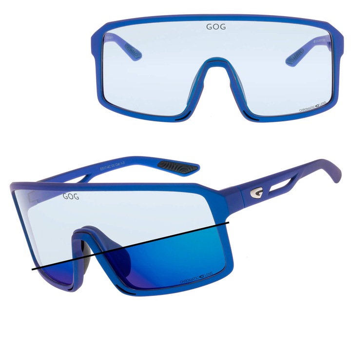 Ochelari sportivi GOG RAGNAROK fotochromatici, metalic albastru, UV 400, set cu etui si servetel
