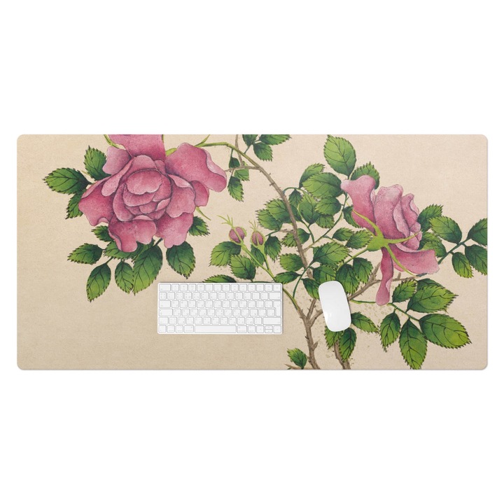 Protectie birou, Wallfluent, Buchet de trandafiri retro, Bej, 120x60 cm, 010250300030100282721