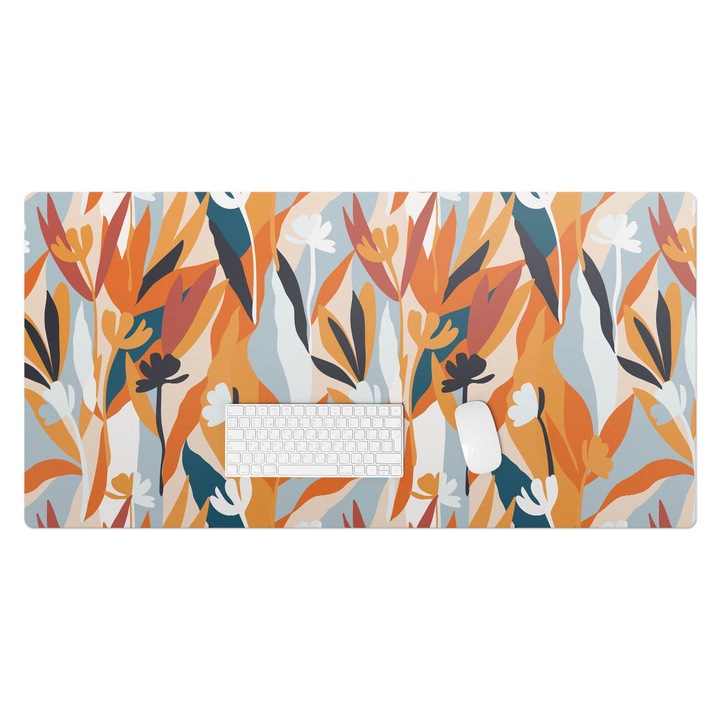 Mapa pentru birou, Wallfluent, Frunze abstracte, Portocaliu, 120x60 cm, 010250300030100282790