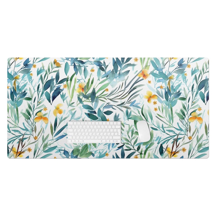 Mapa pentru birou, Wallfluent, Acuarela plantelor, Verde, 120x60 cm, 010250300030100282878