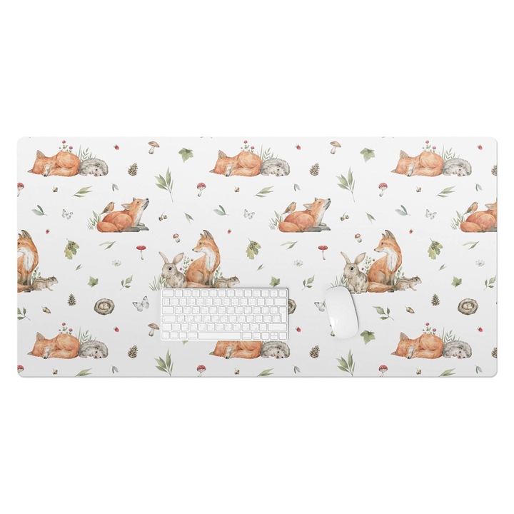 Mapa de birou, Wallfluent, Model fara sudura de animale din padure, Multicolor, 120x60 cm, 010250300030100282796