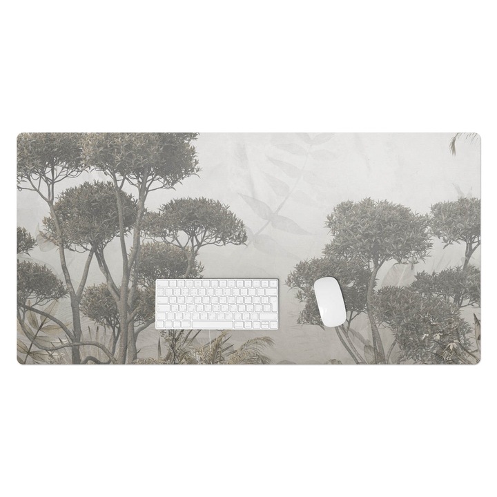 Mapa birou, Wallfluent, O padure tropicala subtila, Gri, 120x60 cm, 010250300030100282669