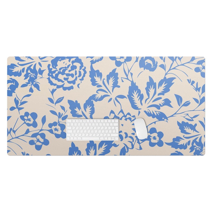 Mapa birou, Wallfluent, Model vintage floral, Bej, 120x60 cm, 010250300030100282873