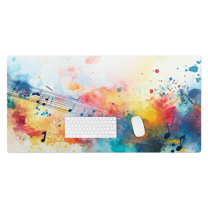 Mapa de birou, Wallfluent, Abstractia muzicala, Multicolor, 120x60 cm, 010250300030100282892