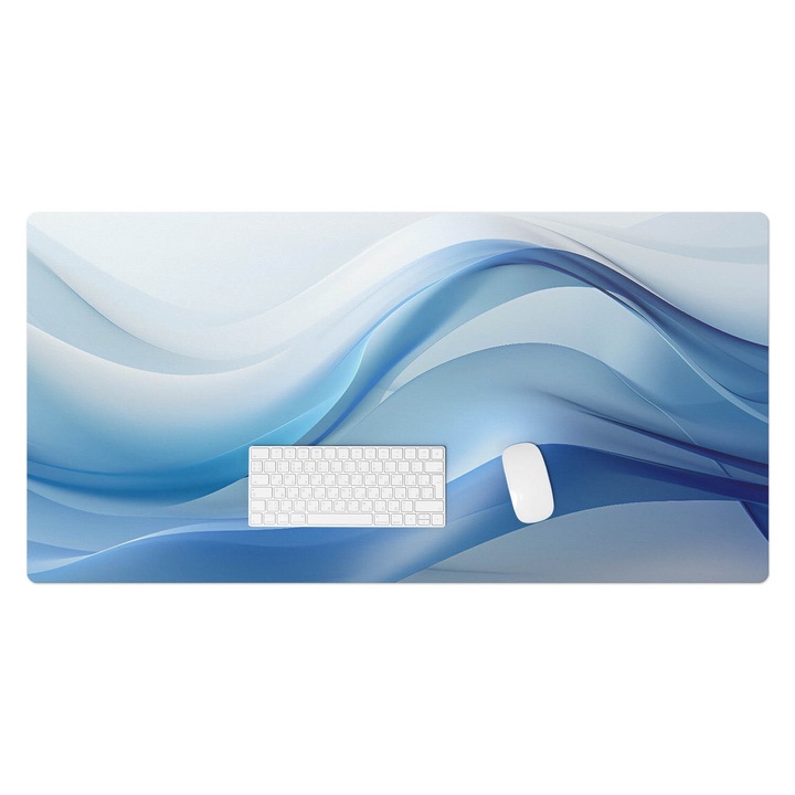 Mapa de birou, Wallfluent, Linii ondulate, Albastru, 120x60 cm, 010250300030100282896