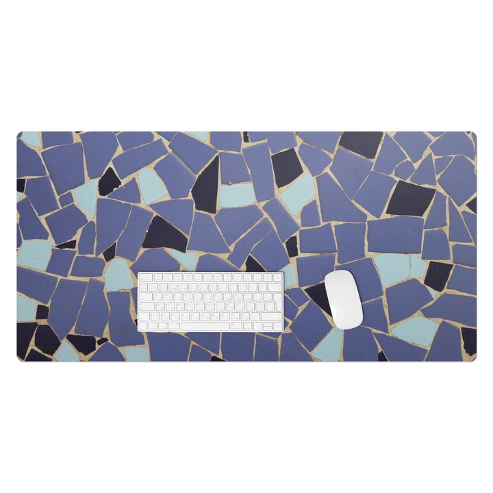 Mapa de birou, Wallfluent, Mozaic geometric, Albastru, 100x50 cm, 010250300020100282828