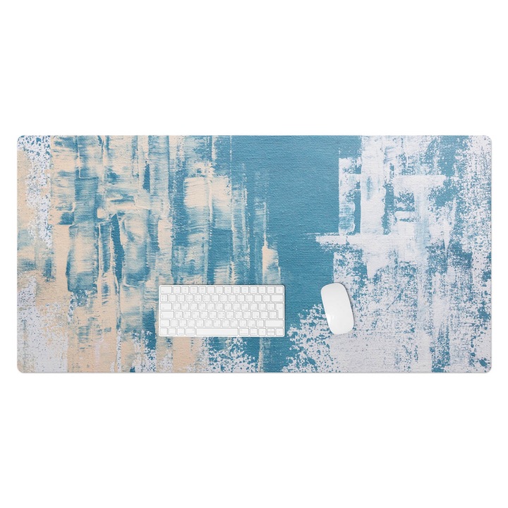 Mapa protectie birou, Wallfluent, Tunuri abstracte, Albastru, 120x60 cm, 010250300030100282901