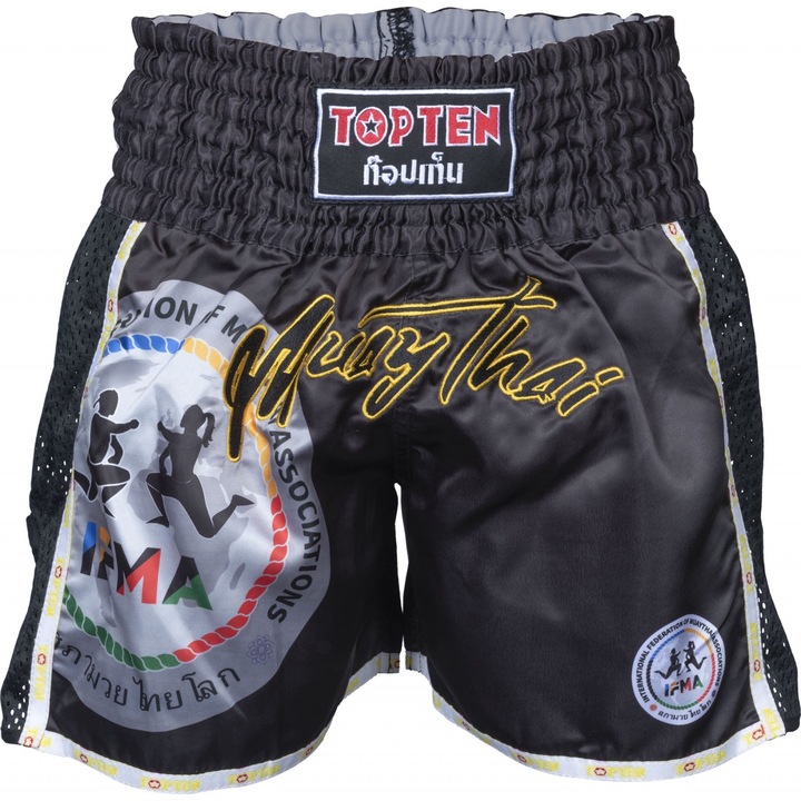 Pantaloni scurti de competitie IFMA „Prachao”, Top Ten, Negru, M, Negru