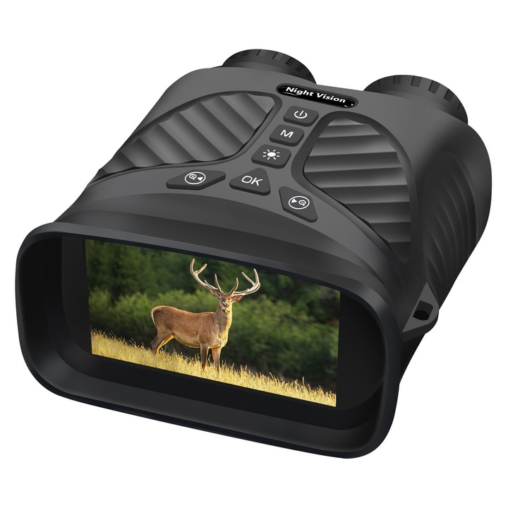 CLC SmartGear digitális éjjellátó távcső, fekete, 2.5K UHD, 40MP, 10X optikai zoom, 8X digitális, 3" IPS képernyő, IR LED 850nm, 300m hatótáv, 2500mAh akkumulátor, 32GB kártya, ideális vadászatra, megfigyelésre, vadállat megfigyelésre, táborozásra