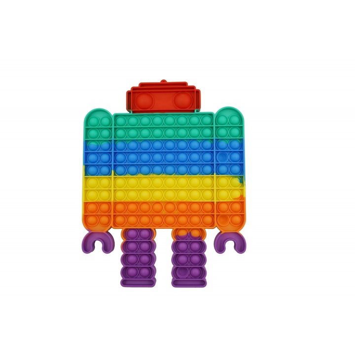 Jucarie Antistres din Silicon Pop It Now And Flip It, Robot, Multicolor, Model 3, Stef's Cat