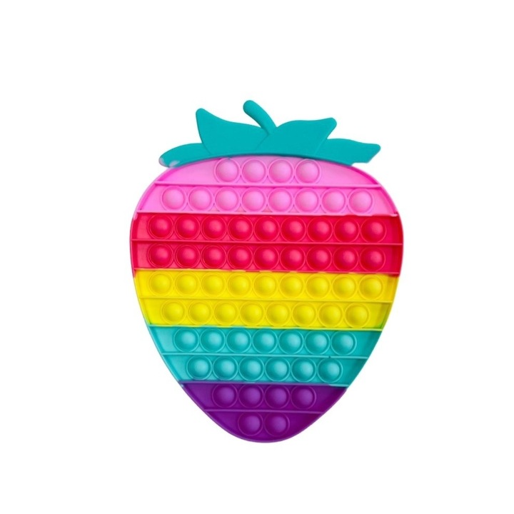 Jucarie antistres din silicon, Pop it Now and Flip It, Capsuna mare, Multicolor