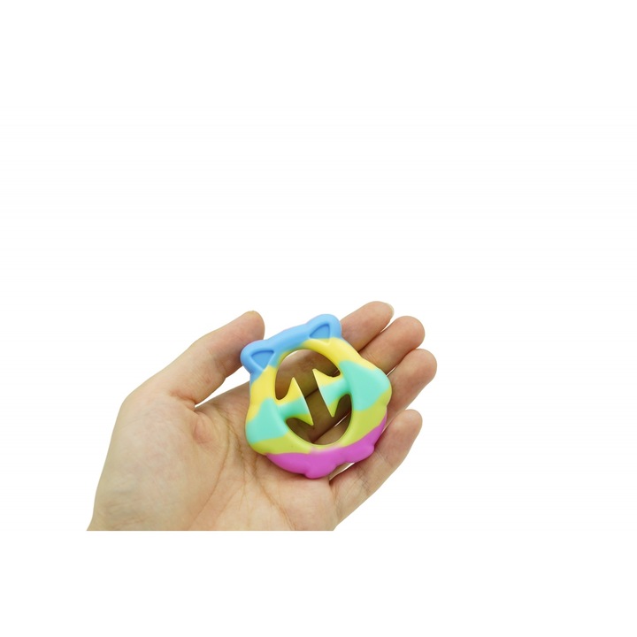 Jucărie senzorială interactivă antistres cu ventuză, model Ursuleț, multicolor, silicon, pentru 3 ani