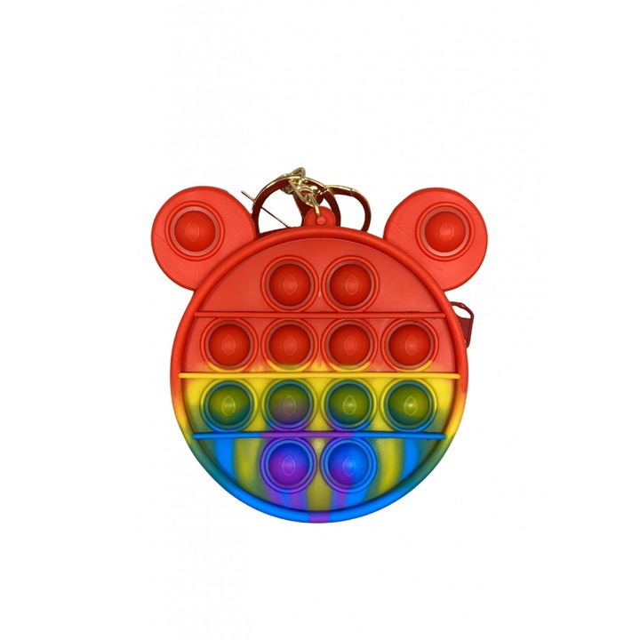 Cyrax szilikon stresszoldó játék, Pop It Now And Flip It, pénztárca, 6 cm, többszínű