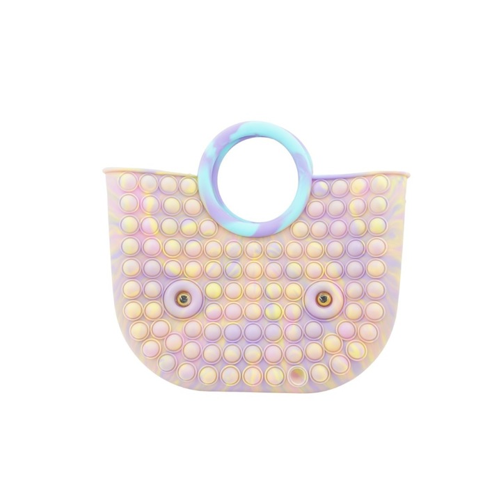 Cyrax szilikon stresszoldó játék, Pop It Now And Flip It, nagyméretű táska, 28 cm, többszínű, 6-os modell V2