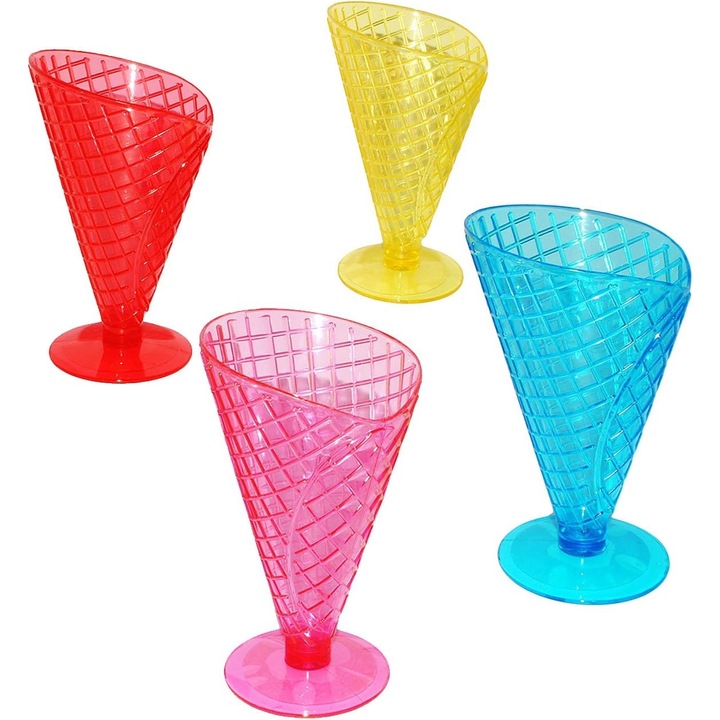 Pahar inghetata plastic tip cornet cu picior