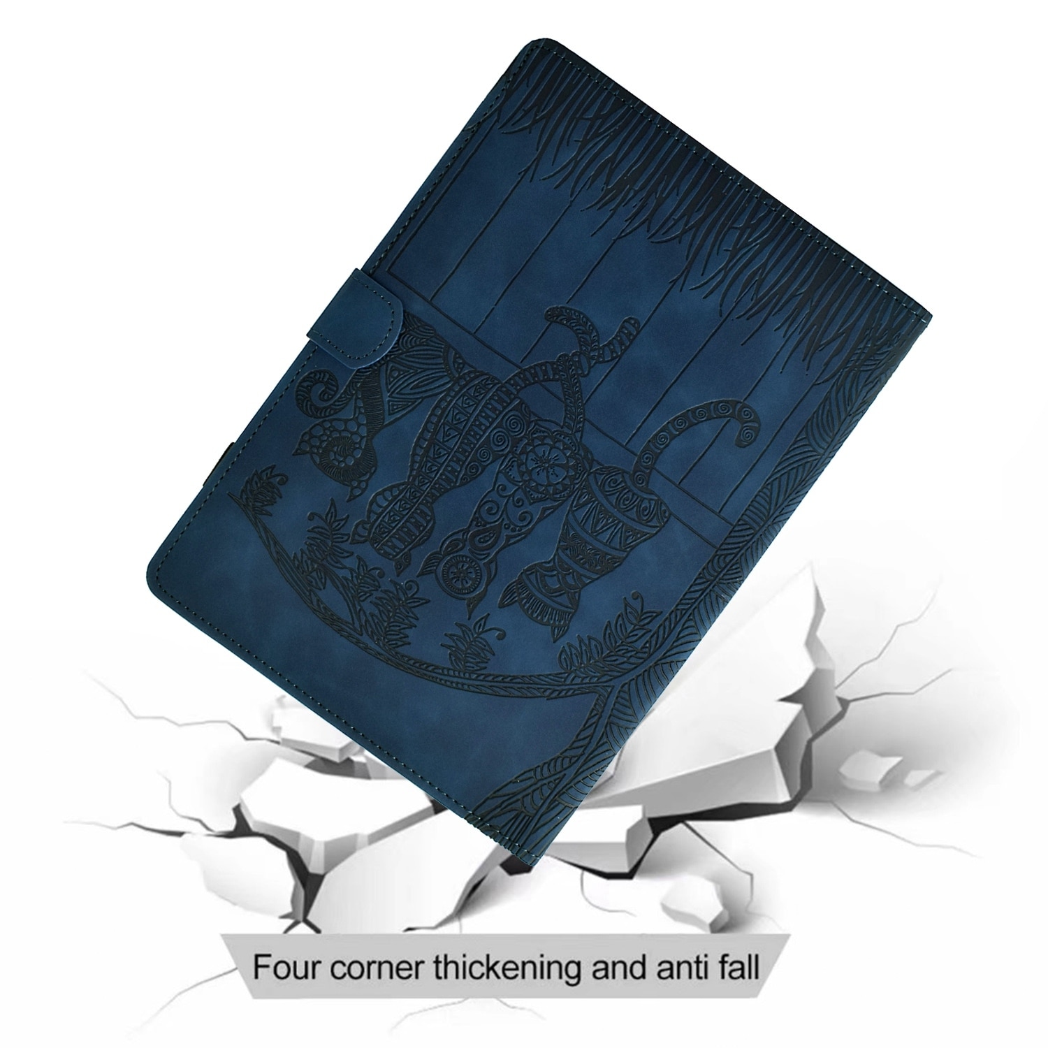Husa tableta pentru Amazon Kindle Paperwhite 12th Gen 2024, piele gravata cu motive de pisici, tip carte inteligenta, inchidere magnetica, albastru inchis