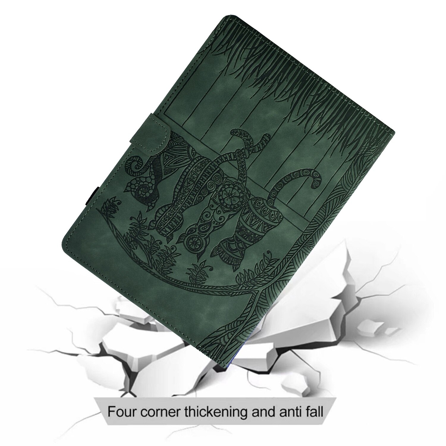 Husa tableta pentru Amazon Kindle Paperwhite 4 / 3 / 2 / 1, piele gravata cu pisici, tip carte cu inchidere inteligenta, verde